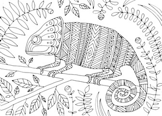 Hand drawing coloring for kids and adults. Beautiful drawings with patterns and small details. One of a series of coloring pictures.