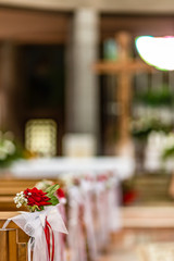 flowers in a church