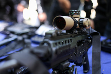 Scope on a tactical assault rifle