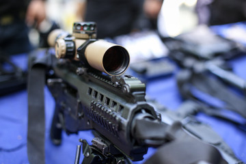 Scope on a tactical assault rifle