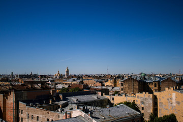 Fototapeta na wymiar Saint Petersburg, Russia, may 2019, Roofs Of St. Petersburg. Beautiful view of the city from above.