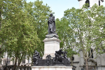 Details on Statue of Gladstone at Aldwych, London, nearby to the Royal Courts of Justice and...