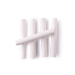 White chalk isolated on a white background.