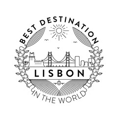 Vector Lisbon City Badge, Linear Style