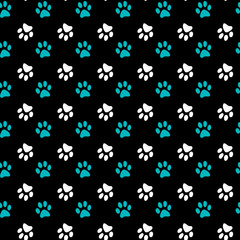 Vector seamless pattern with cat or dog,kitten or puppy footprints. Can be used for wallpaper,fabric, web page background, surface textures.