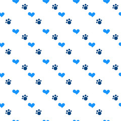 Vector seamless pattern with cat or dog,kitten or puppy footprints. Can be used for wallpaper,fabric, web page background, surface textures.