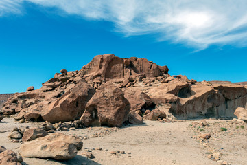 Ancient Petroglyphs on the Rocks at Yerbas Buenas in Atacama Desert, Chile, South America