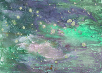 Abstract background, hand-painted texture, watercolor painting, splashes, drops of paint, paint smears. Design for backgrounds, wallpapers, covers and packaging.
