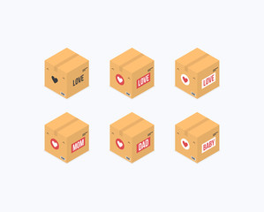Cardboard Boxes Gift Present Isometric Color Icons