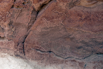 Ancient Petroglyphs on the Rocks at Yerbas Buenas in Atacama Desert, Chile, South America