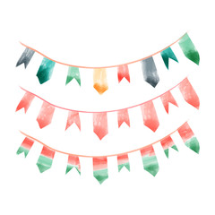Obraz premium Watercolor vintage flags garlands set in vector. Party and wedding decor elements