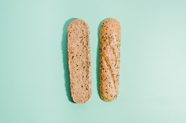 Loaf of bread with color background