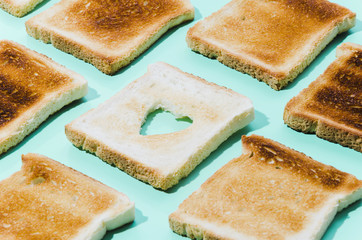 Slice of toasted bread with heart shape