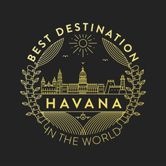 Vector Havana City Badge, Linear Style