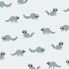 Cartoon raccoon - simple trendy pattern with raccoon. Flat vector illustration for prints, clothing, packaging and postcards. 