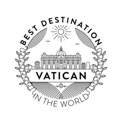 Vector Vatican City Badge, Linear Style