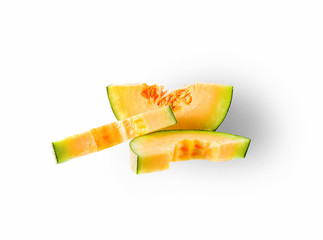 melon slices isolated on white background