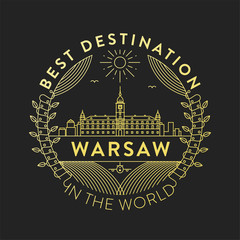 Vector Warsaw City Badge, Linear Style