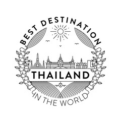 Vector Thailand City Badge, Linear Style