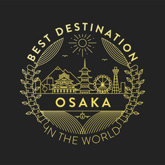 Fototapeta premium Vector Osaka City Badge, Linear Style