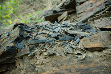 Rocks in macro shot, foreground in focus. Side view.