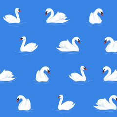 Cartoon swan, simple trendy pattern with swan. Cartoon  illustration for prints, clothing, packaging and postcards.