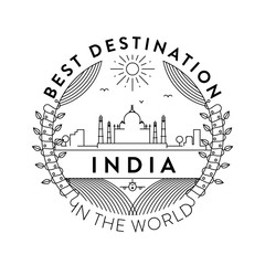 Vector India City Badge, Linear Style
