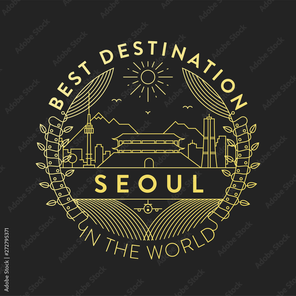 Wall mural vector seoul city badge, linear style - Wall murals