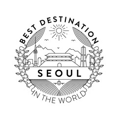 Vector Seoul City Badge, Linear Style