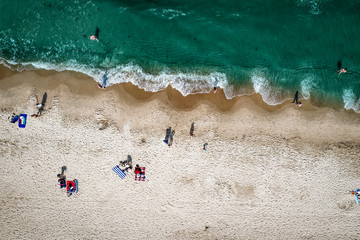 Aerial view of summer beach and ocean landscape 