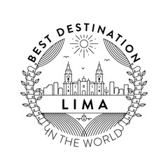 Vector Lima City Badge, Linear Style