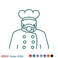 Chef vector icon in a cooking hat. Kitchen logo.