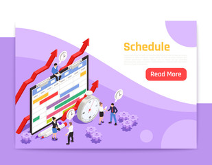 Time Management Isometric Landing Page