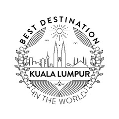 Naklejka premium Vector Kuala Lumpur City Badge, Linear Style