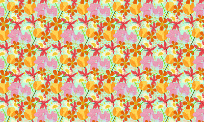 Fototapeta na wymiar Retro Seamless Vector Floral Pattern