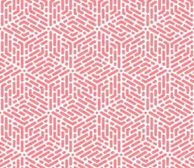 Abstract geometric pattern. A seamless vector background. White and pink ornament. Graphic modern pattern. Simple lattice graphic design