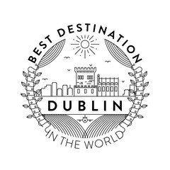Vector Dublin City Badge, Linear Style