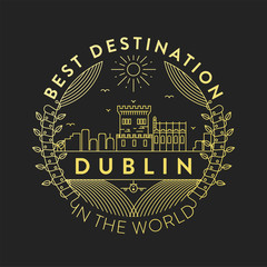 Vector Dublin City Badge, Linear Style