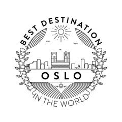 Vector Oslo City Badge, Linear Style