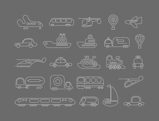 Transport neon vector icons