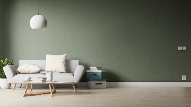 Interior poster mock up living room with colorful white sofa. 3D rendering. 