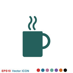 Coffee cup icon. Coffee drink vector symbol stock web illustration.