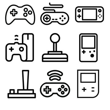 Video gaming and game consoles vector icons. Video gaming icon set. game consoles illustration symbol.