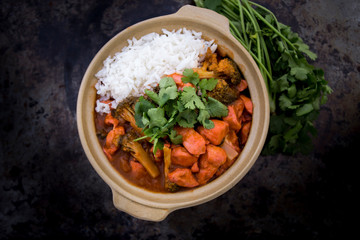 Butter chicken curry with Broccoli in Bowl