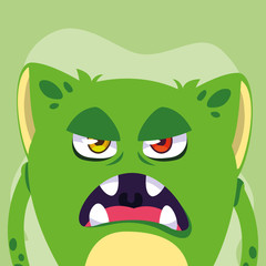 Green monster cartoon design icon vector ilustration