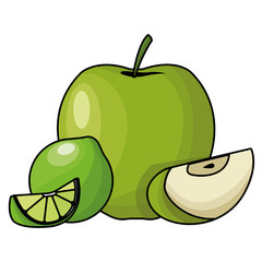 Apple and lemon sliced fruits