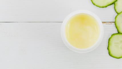 Cucumber slices with beauty cream