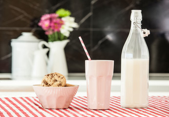 Bottle of milk and cookies