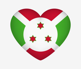 Heart Shaped National Flag of Flag of Burundi. I Love My Country. Vector Illustration