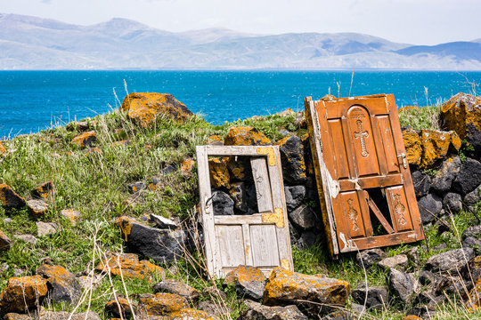 Hayravank Monastery on coast of Sevan Lake in Armenia, Asia